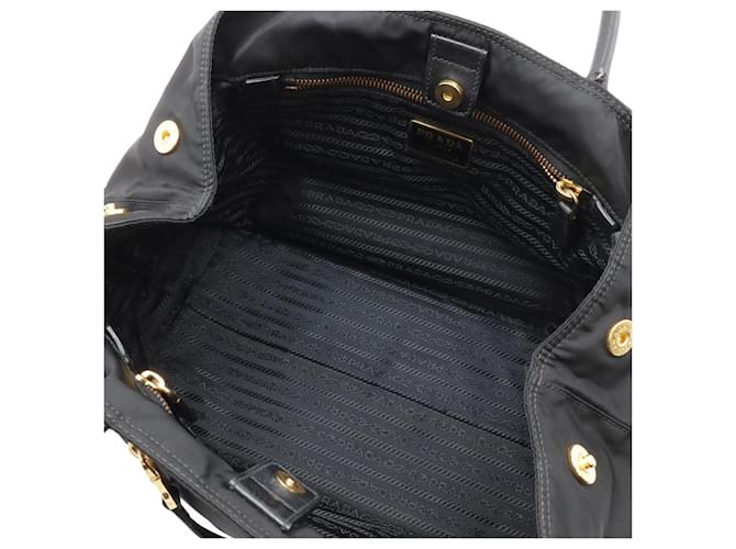 Prada Nylon-Leder-Tote-Bag Schwarz - Ansicht 7