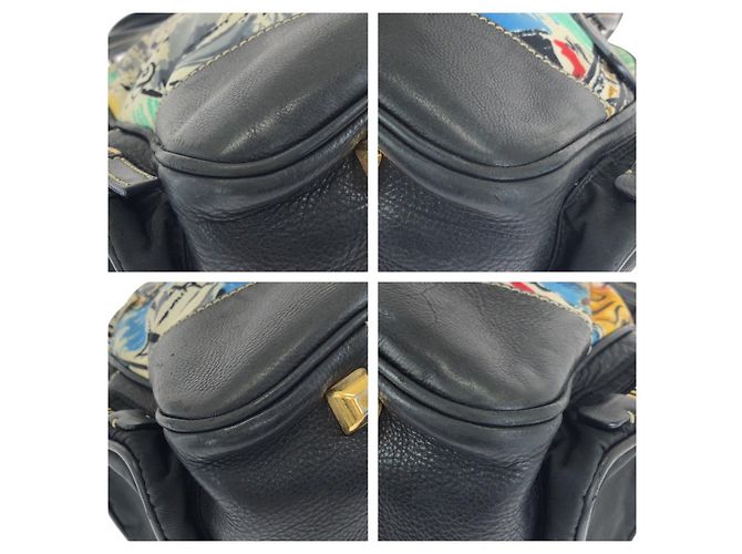 Borsa Tote Prada Tessuto Nylon Leather Logo Nero - vista 3