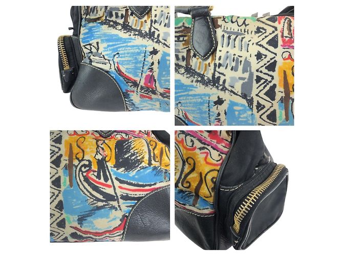 Borsa Tote Prada Tessuto Nylon Leather Logo Nero - vista 5