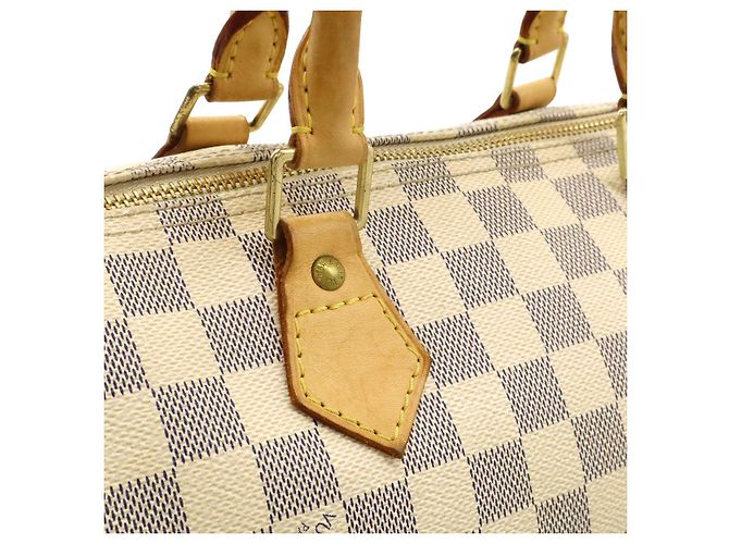 Borsa Louis Vuitton Damier Azur Speedy 30 Marrone Beige - vista 7