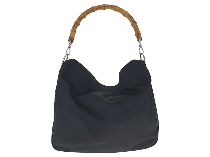 Gucci Bamboo Nylon Schultertasche Schwarz - Ansicht 2