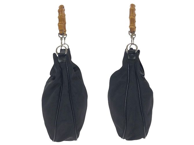 Gucci Bamboo Nylon Schultertasche Schwarz - Ansicht 8