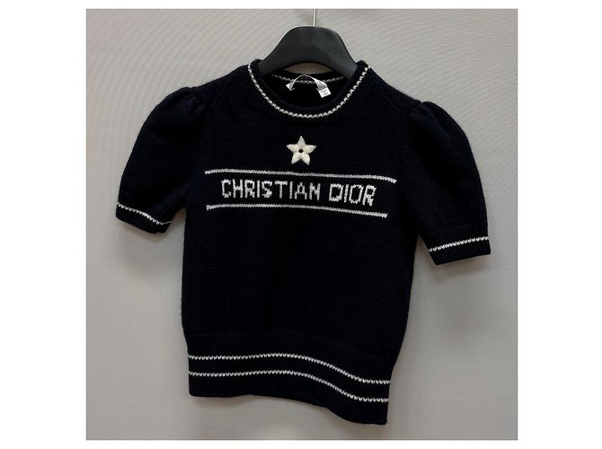 Dior Suéter de malha de lã e cashmere de manga curta Azul - vista 4