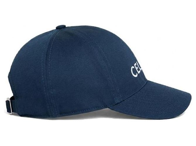 Céline Logo Embroidered Baseball Cap Navy Blue - view 8