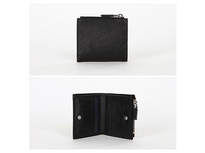 Prada Triangle Logo Saffiano Zipper Card Holder Black - view 3