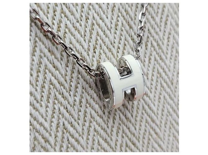Hermès Mini Pop Hache Halskette Palladium Silver Blanc White Weiß - Ansicht 3