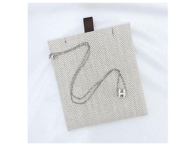 Hermès Mini Pop Hache Halskette Palladium Silver Blanc White Weiß - Ansicht 5