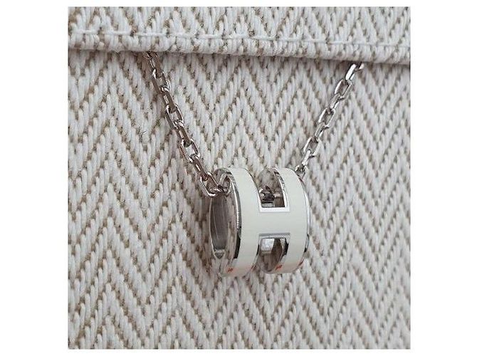 Hermès Mini Pop Hache Halskette Palladium Silver Blanc White Weiß - Ansicht 6