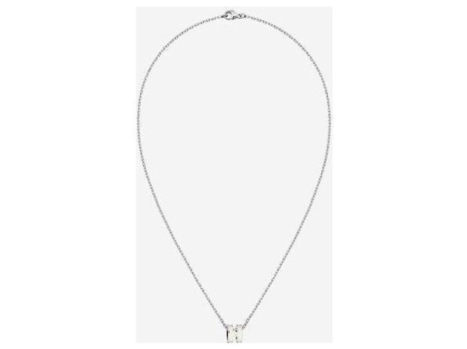 Hermès Mini Pop Hache Halskette Palladium Silver Blanc White Weiß - Ansicht 9