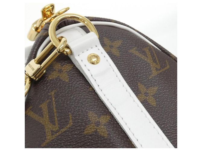 Borsa Boston Louis Vuitton Monogram Speedy Bandoulière Marrone Bianco - vista 3