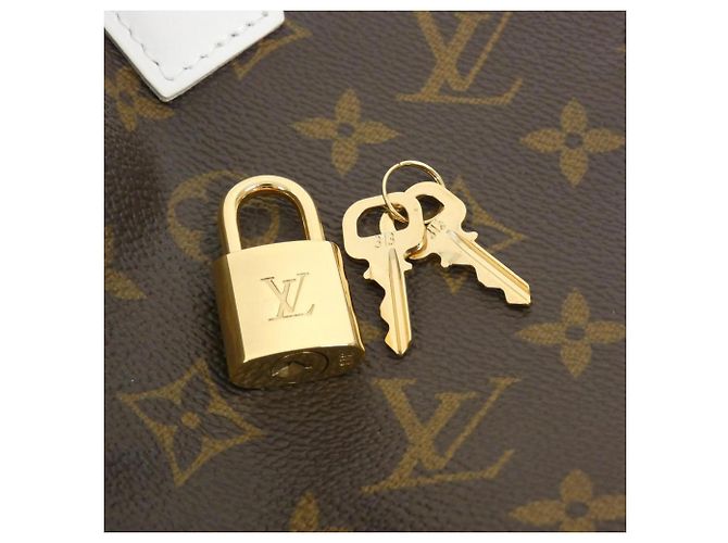 Borsa Boston Louis Vuitton Monogram Speedy Bandoulière Marrone Bianco - vista 7