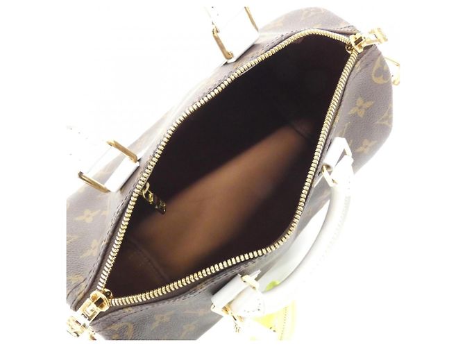 Borsa Boston Louis Vuitton Monogram Speedy Bandoulière Marrone Bianco - vista 9