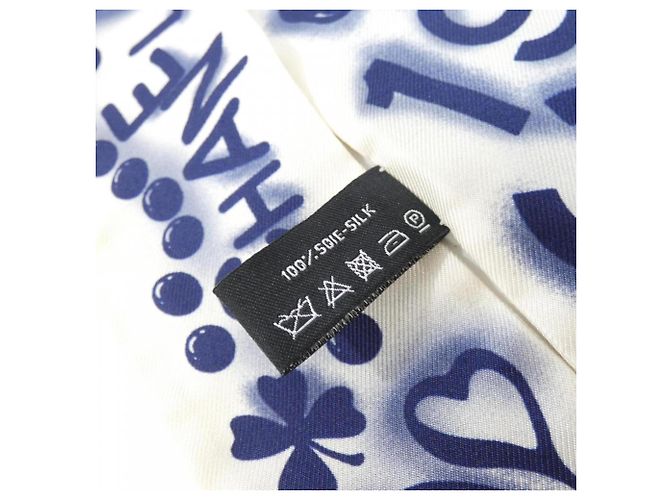 Cerchietto in seta Chanel Crema e Blu Navy Crudo - vista 3