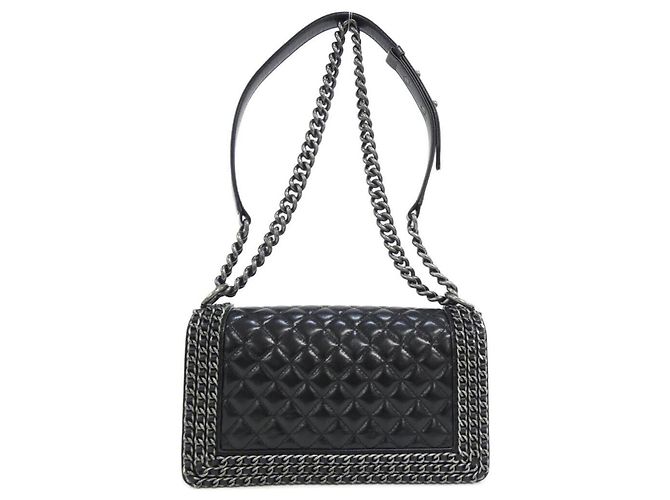 Borsa a tracolla Chanel Boy Line 92872 Nero - vista 2