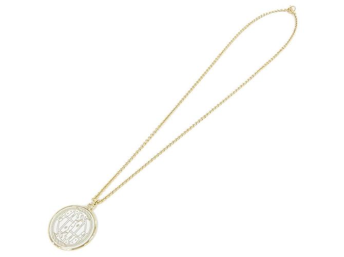 Hermès Hermes QUADRIGE Medaille GM Halskette Weiß Golden - Ansicht 2