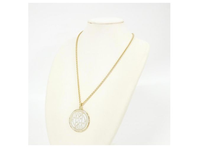 Hermès Hermes QUADRIGE Medaille GM Halskette Weiß Golden - Ansicht 7