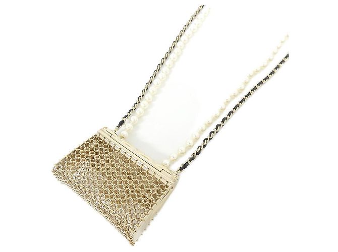 Collana Chanel AB6135 Nero Bianco D'oro - vista 3