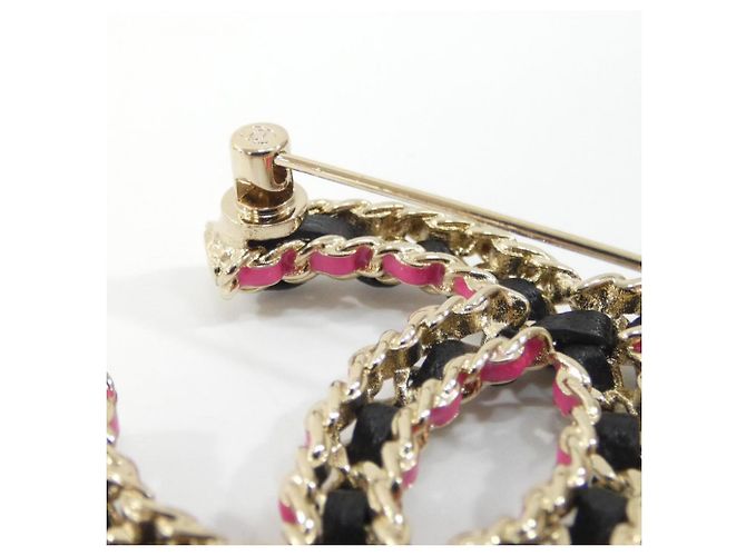 Spilla Chanel ABB478 Nera Rosa Oro Pelle Nero D'oro - vista 3
