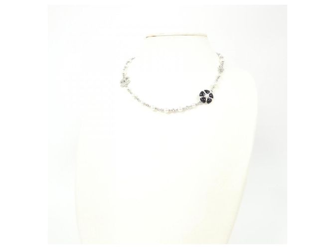Collar Chanel ABG887 Negro Plata Blanco - vista 5