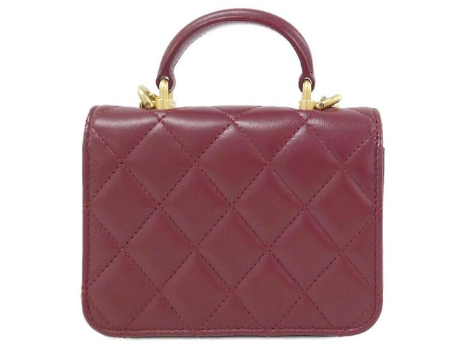 Sac à main Chanel AP2200 en cuir Bordeaux - vue 2