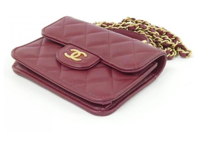 Sac à main Chanel AP2200 en cuir Bordeaux - vue 3