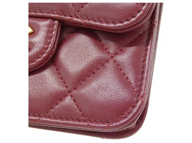 Sac à main Chanel AP2200 en cuir Bordeaux - vue 5