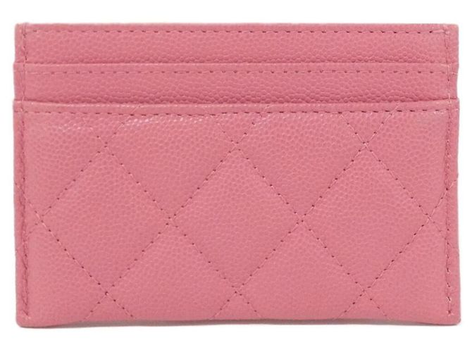 Tarjetero de piel de becerro granulado rosa Chanel AP3524 - vista 2