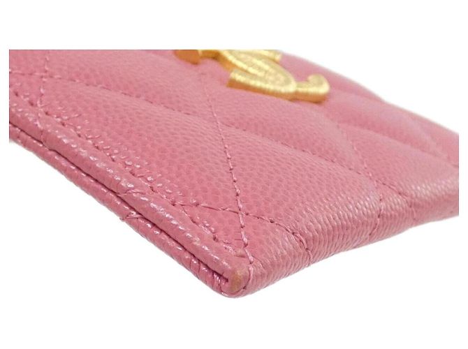 Tarjetero de piel de becerro granulado rosa Chanel AP3524 - vista 3