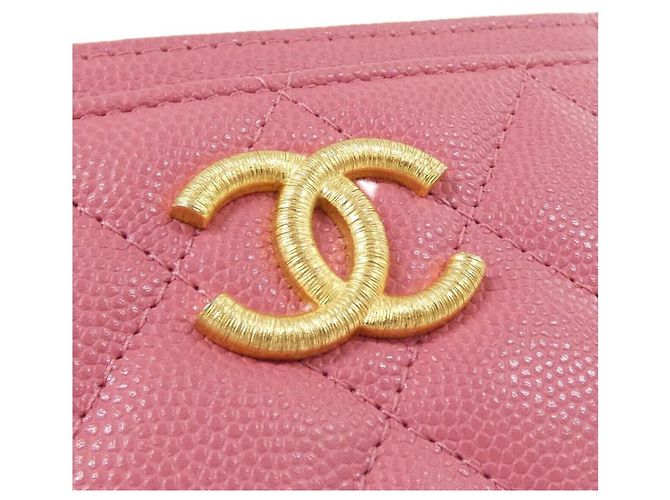 Tarjetero de piel de becerro granulado rosa Chanel AP3524 - vista 5