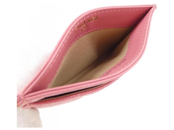 Tarjetero de piel de becerro granulado rosa Chanel AP3524 - vista 6