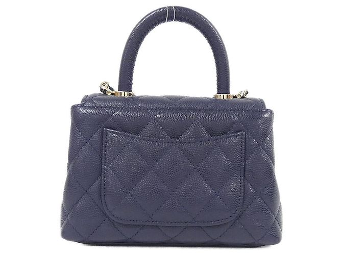 Borsa Chanel in pelle di vitello martellata blu navy - vista 2