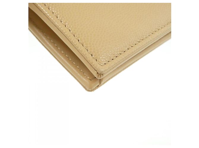 Cartera bi-fold en piel de becerro granulado beige Chanel - vista 3