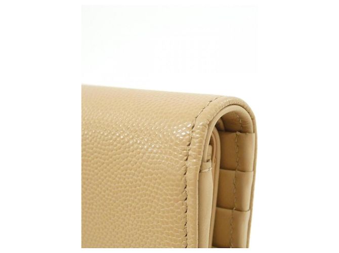 Cartera bi-fold en piel de becerro granulado beige Chanel - vista 4