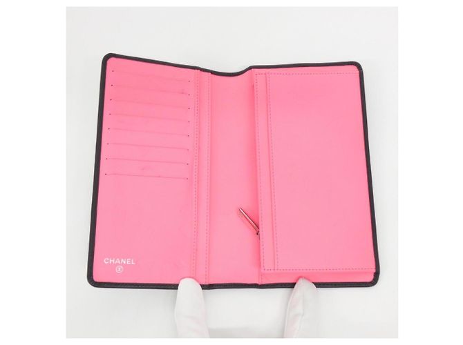 Chanel Cambon Line 26717 Long Wallet Schwarz Pink - vista 5