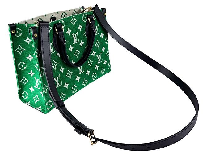 Borsa Louis Vuitton OnTheGo PM Jacquard Nero Verde - vista 10