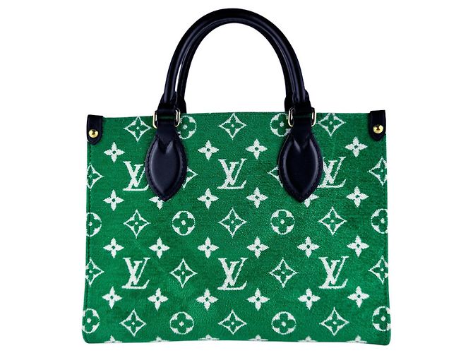 Borsa Louis Vuitton OnTheGo PM Jacquard Nero Verde - vista 3