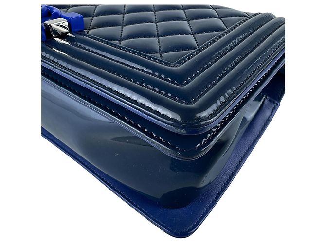 Chanel Boy Schultertasche Marineblau - Ansicht 8