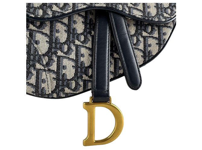 Borsa Saddle in tela navy e pelle Christian Dior Blu navy - vista 11