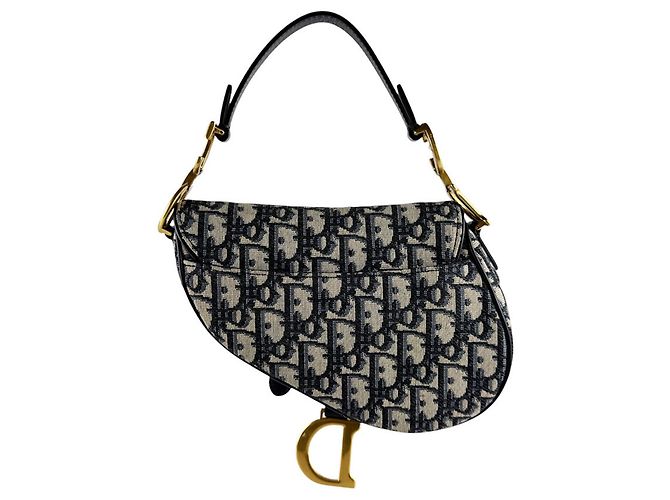 Borsa Saddle in tela navy e pelle Christian Dior Blu navy - vista 3