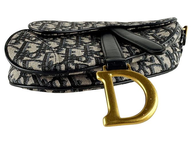 Borsa Saddle in tela navy e pelle Christian Dior Blu navy - vista 4