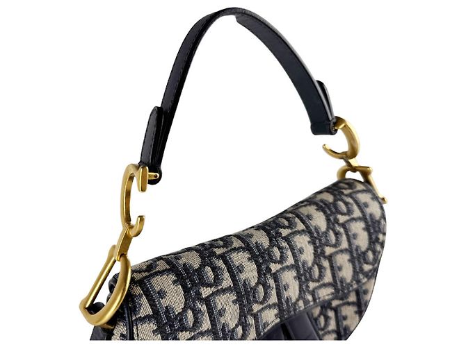 Borsa Saddle in tela navy e pelle Christian Dior Blu navy - vista 5