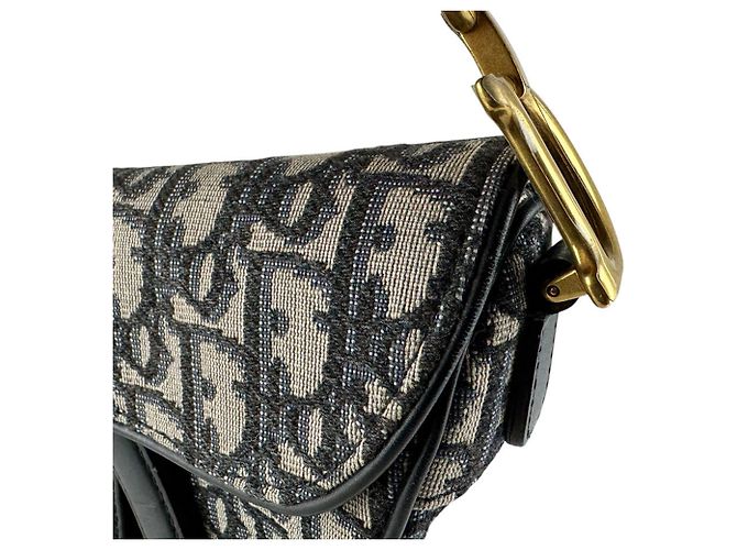Borsa Saddle in tela navy e pelle Christian Dior Blu navy - vista 6