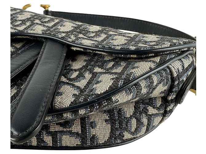 Borsa Saddle in tela navy e pelle Christian Dior Blu navy - vista 8