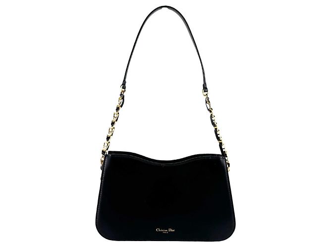 Borsa a tracolla in pelle nera Christian Dior Nero - vista 3