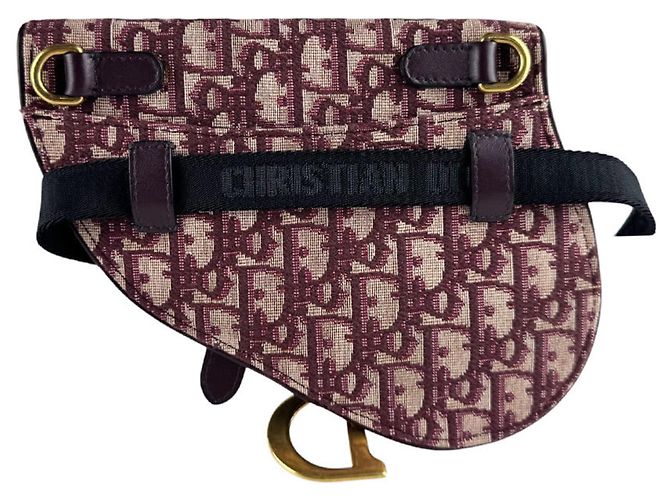Marsupio Christian Dior in tela bordeaux Bordò - vista 3
