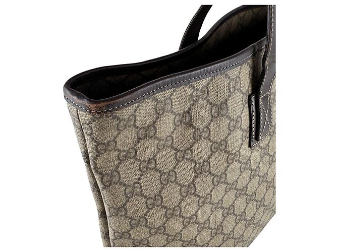 Borsa Tote Marrone Gucci GG Supreme Canvas - vista 7