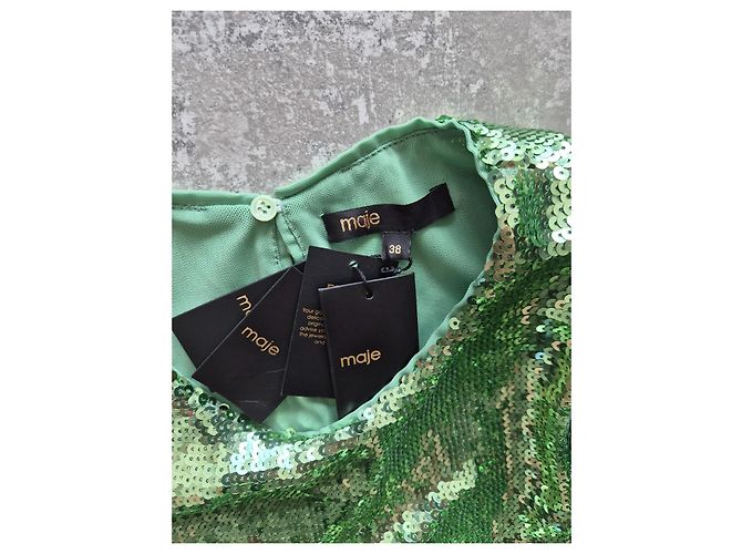 Maje Grünes Paillettenkleid mit Cut-Outs - Ansicht 3
