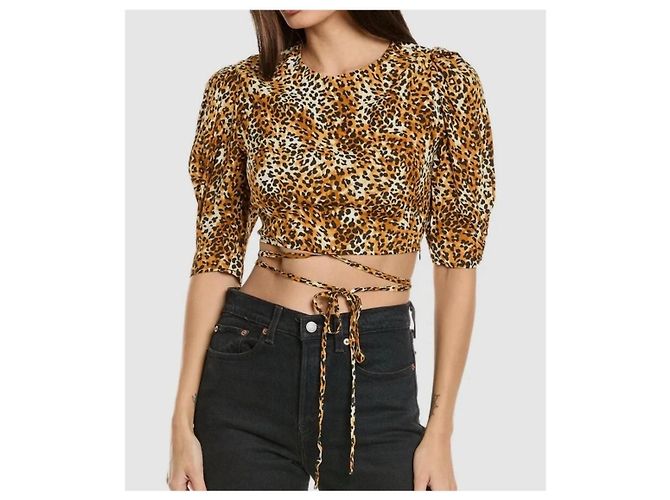Maje Top corto estampado de leopardo Castaño Negro Blanco - vista 10