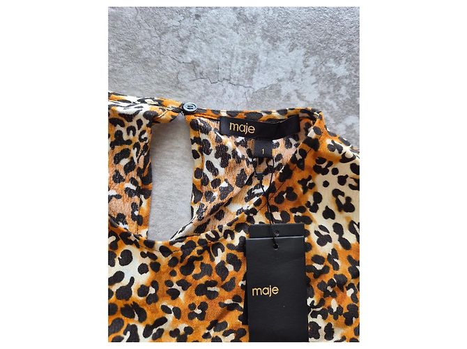 Maje Top corto estampado de leopardo Castaño Negro Blanco - vista 3