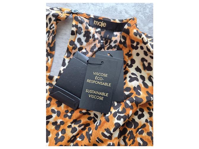Maje Top corto estampado de leopardo Castaño Negro Blanco - vista 4